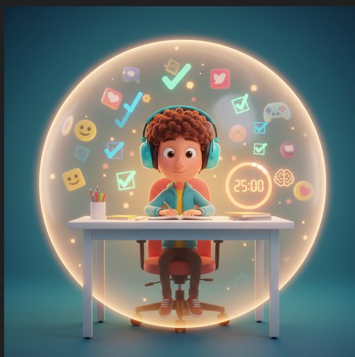 Student studying with timer